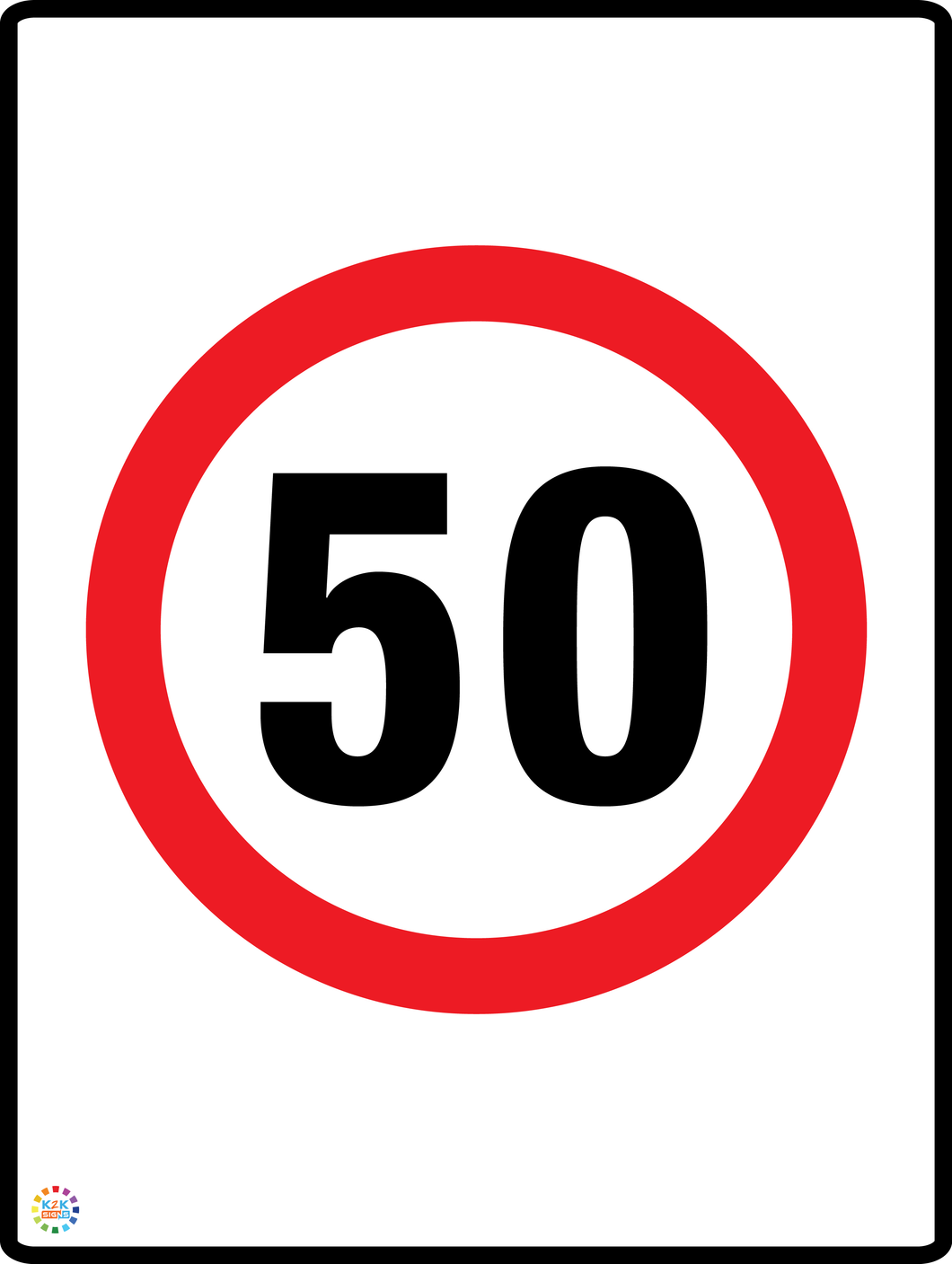 Speed Limit 50 Kph Sign