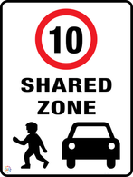 Shared Zone - Speed Limit 10 Sign