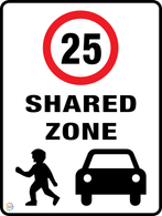 Shared Zone - Speed Limit 25 Kph