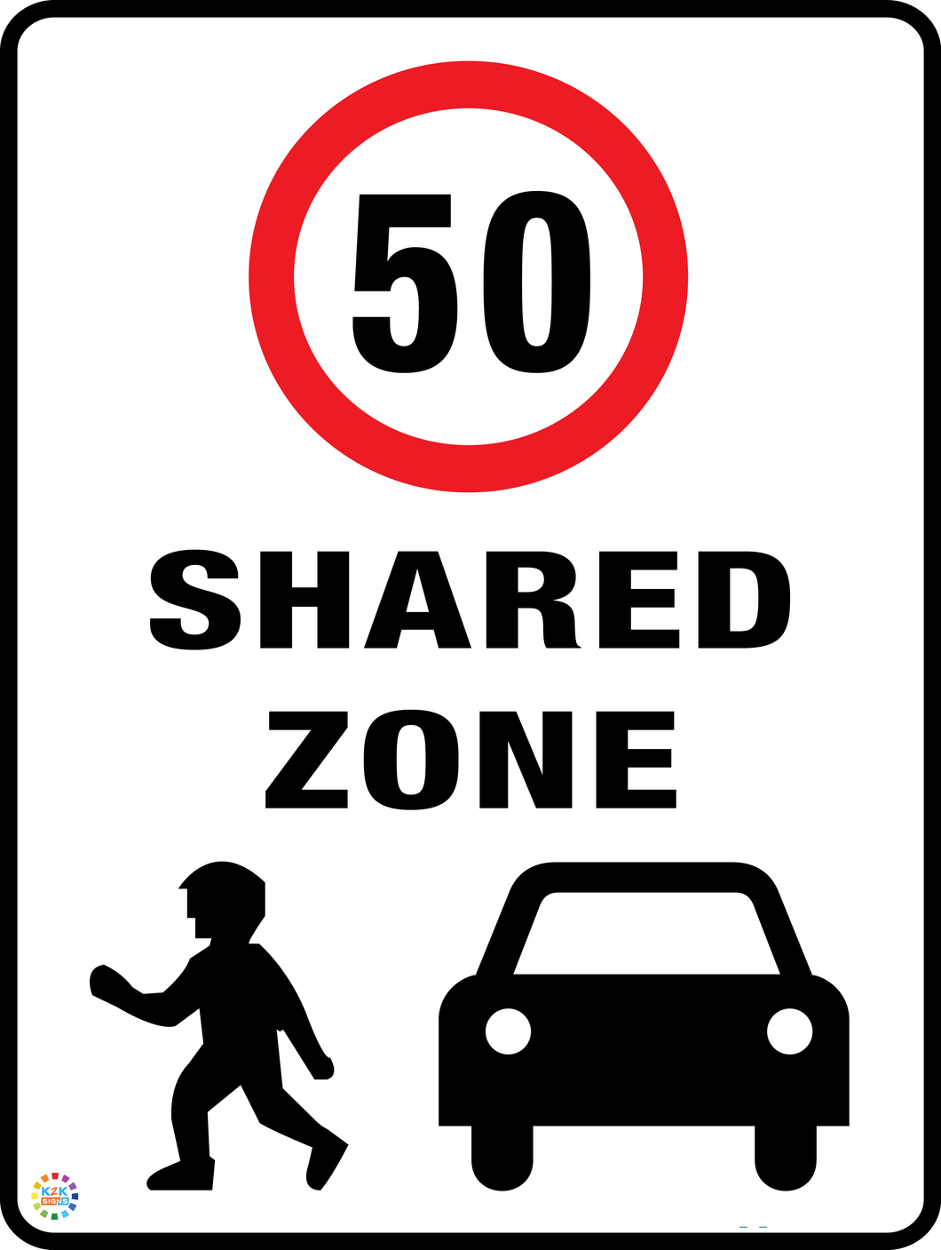 Shared Zone - Speed Limit 50 Kph Sign
