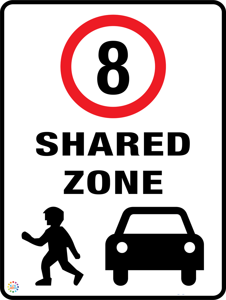 Speed Limit 8 kph - Shared Zone Sign | K2K Signs Australia