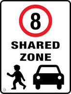 Speed Limit 8 kph - Shared Zone Sign