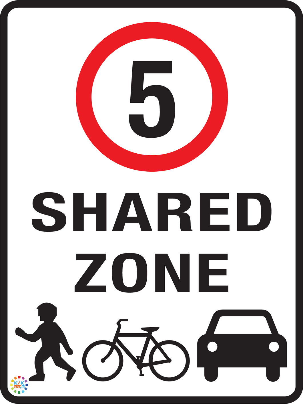 Shared Zone - Speed Limit 5 Sign