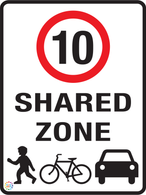 Speed Limit 10 KPH - Shared Zone Sign