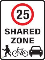 Shared Zone - Speed Limit 25 Kph Sign