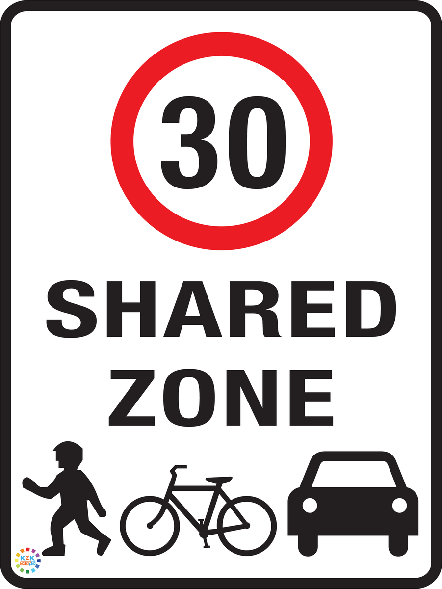Speed Limit 30 kph - Shared Zone Sign | K2K Signs Australia
