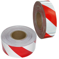 Red and White Reflective Class 1 Marking Tape Sign