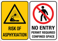 Rise Of Asphyxiation - No Entry Permit Required Confined Space Sign