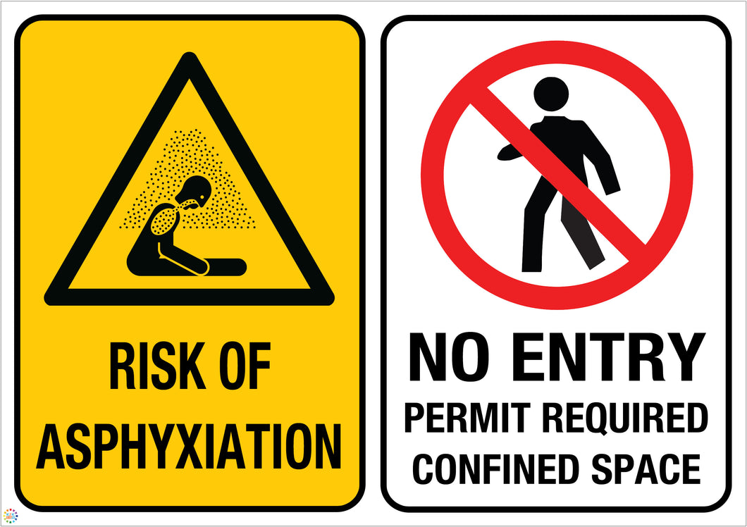 Rise Of Asphyxiation - No Entry Permit Required Confined Space Sign