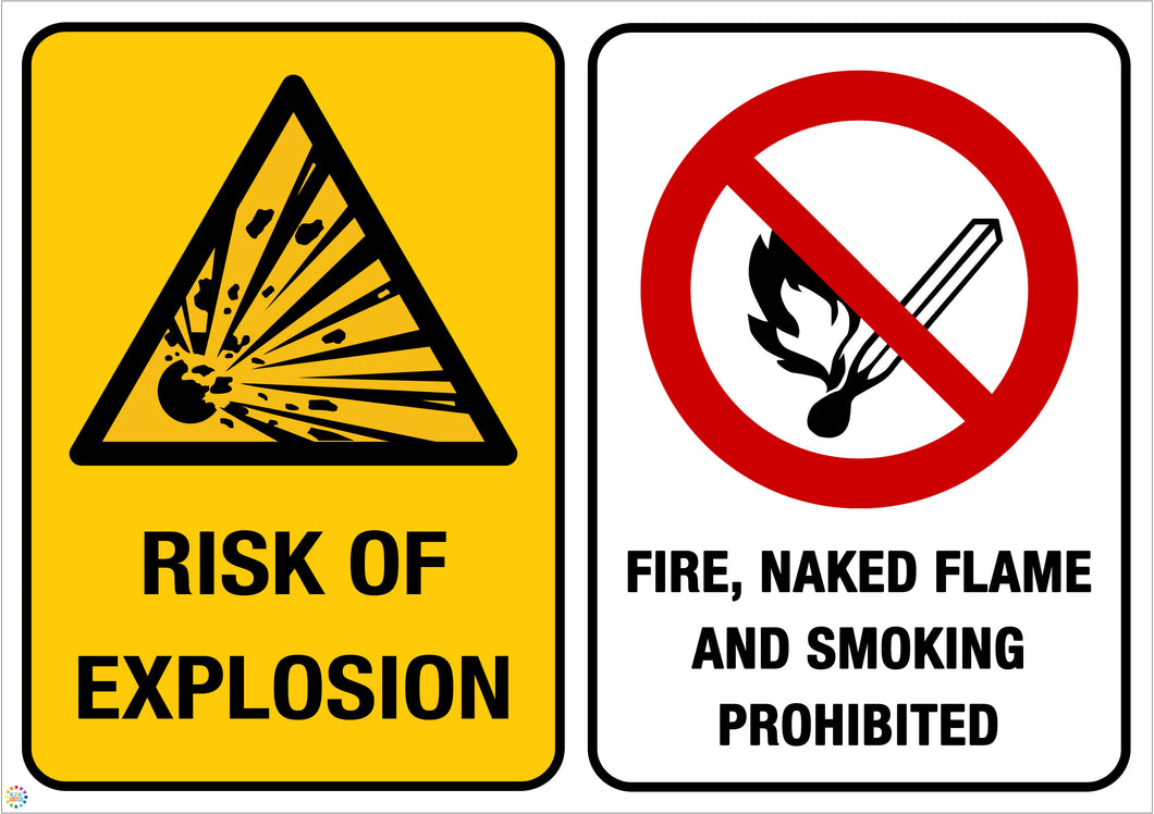Risk Of Explosion - Fire, Naked Flame And Smoking Prohibited Sign