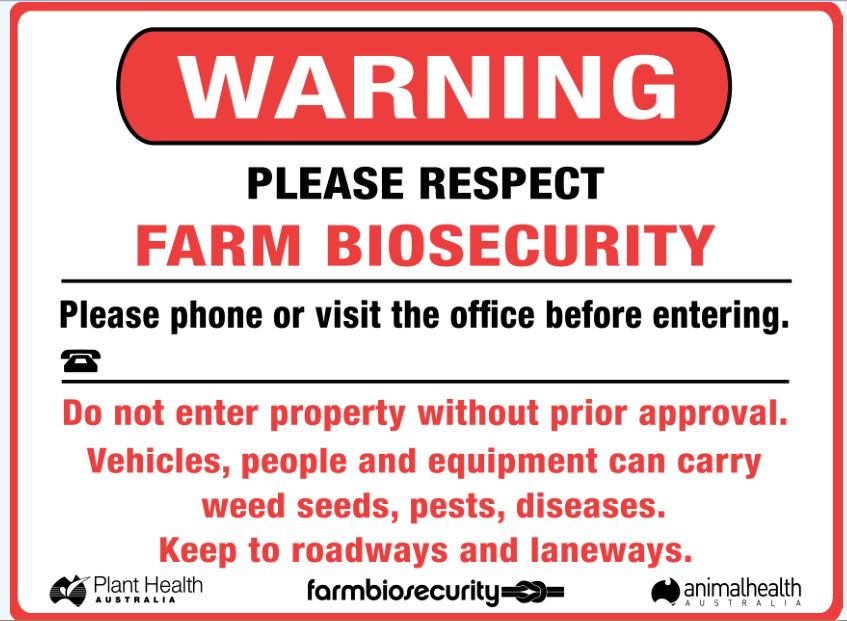 Warning Please Respect Farm Biosecurity