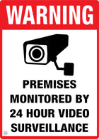 Warning - Premises Monitored by 24 hr Video Surveillance Sign