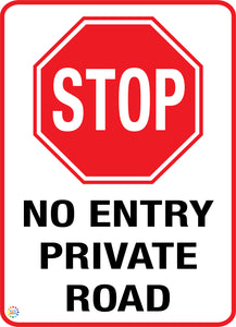 No Entry Private Road Sign
