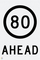 Multi Message Temporary Road Traffic Sign - 80KM Speed Ahead