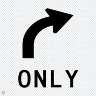 Multi Message Temporary Road Traffic Sign - <br/> Lane Status Right Turn Only Curved Arrow