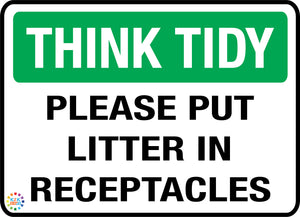 Think Tidy Please Put Letter In Receptacles