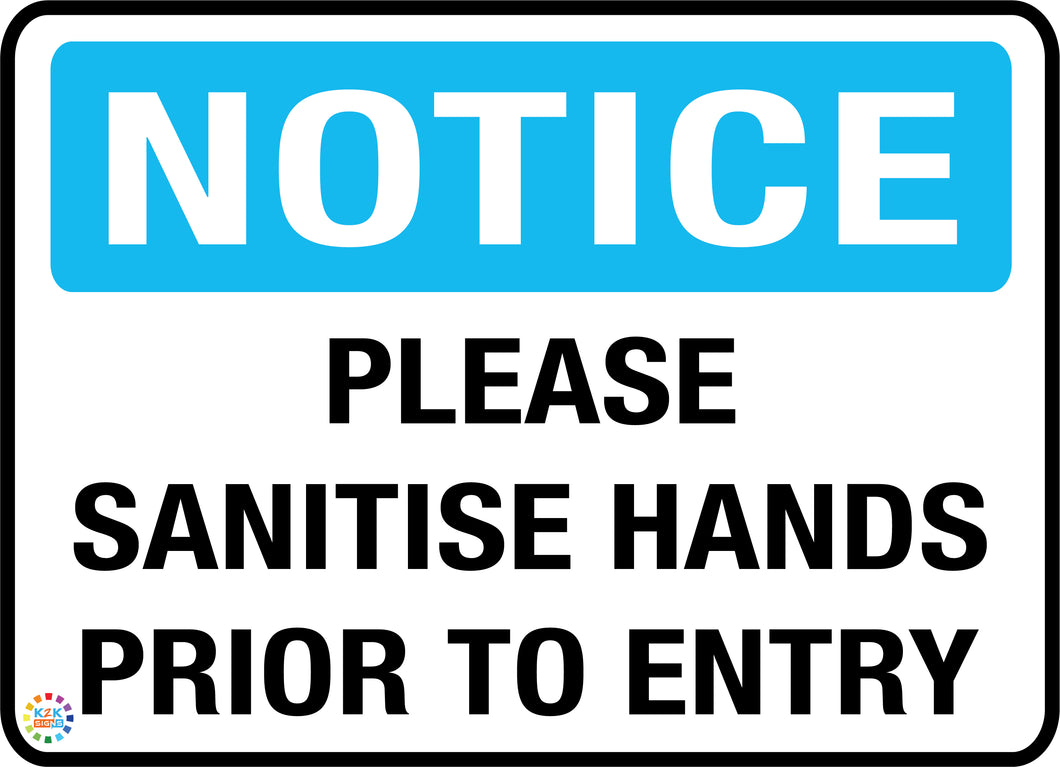 Please<br/> Sanitise Hands<br/>Prior To entry