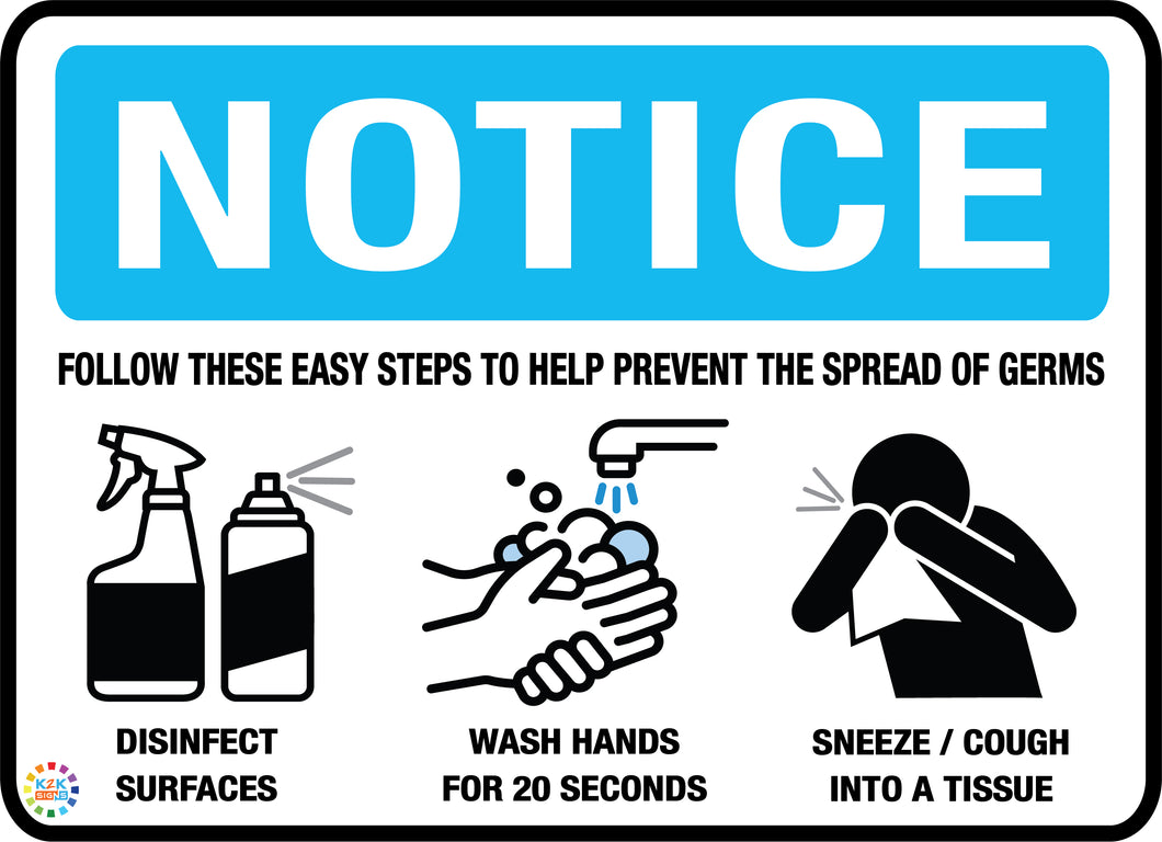 Notice Follow These Step To Prevent Spread Of Germs