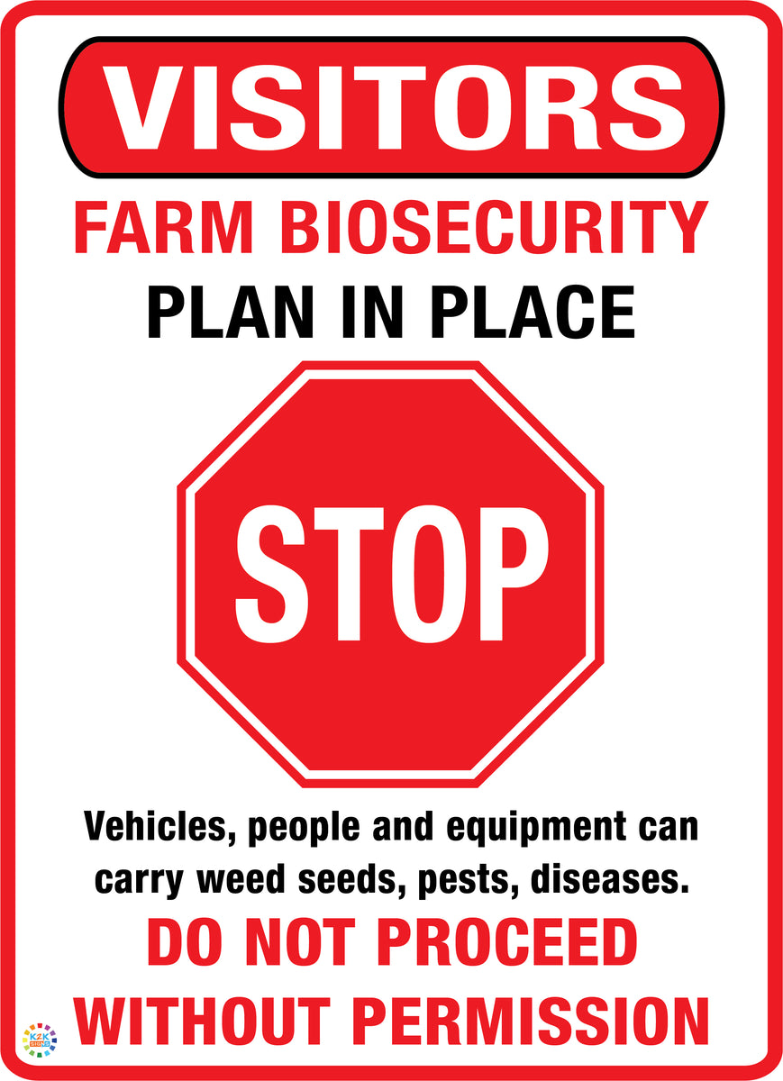 Visitors - Farm Biosecurity Plan in Place Sign | K2K Signs Australia