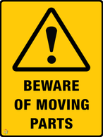 Beware of Moving Parts Sign