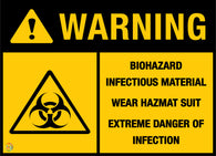 Warning - Biohazard Infectious Material Sign