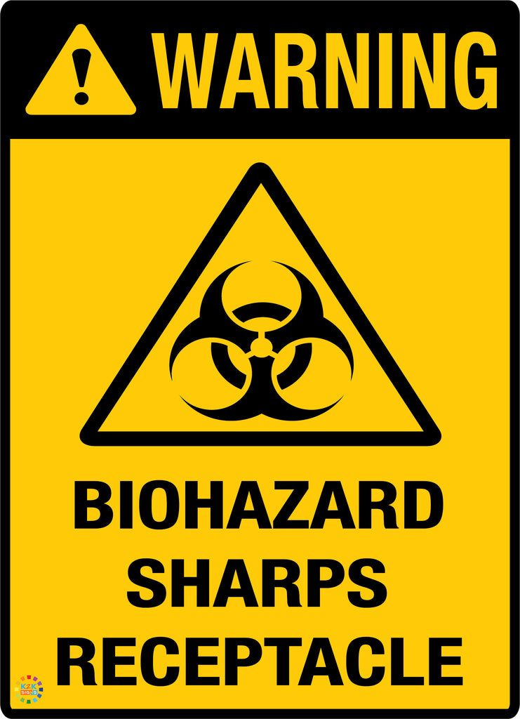 Lab Safety Sharp Instruments Sign Warning Biohazard Sharps Receptacle Sign | K2K Signs Australia